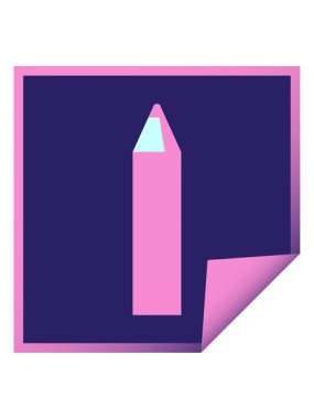 Pembe renkli kalem grafik vektör illüstrasyon kare etiketinin hareketli animasyonu