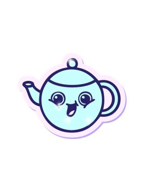 Sevimli bir çizgi film çaydanlığının yapıştırmasının ışıltı etkisi