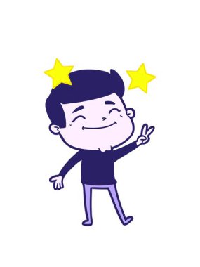 dönen yıldızlar mutlu çizgi film adamının animasyonu