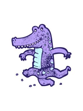 Dans eden timsah çizgi filminin dönen hareket animasyonu