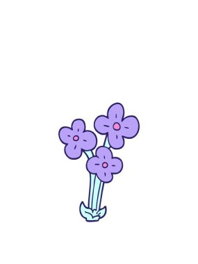 Bir demet çiçeğin karikatür karalamalarının zıplama hareketi