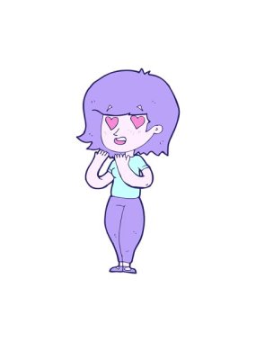 Aşık çizgi filmdeki kadının hareketli baskısı.