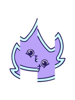 Bir ateş dizaynının çizgi filminin bölünmüş hareket animasyonu