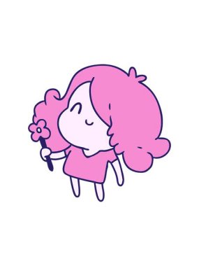 Şirin bir kawaii kızının çizgi film çiziminin hareketli animasyonu.