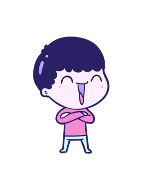 Mutlu bir çizgi filmin titreşimli animasyonu.