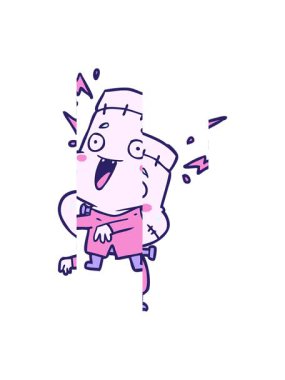 Ölümsüz bir canavar yaratıcısının çizgi filminin bölünmüş hareketi.