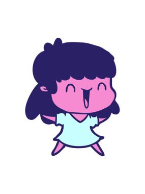 Bob ve Duraklat Parlak neon çizgi film kadınının animasyonunu