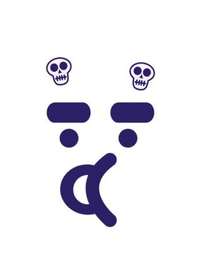 Konuşan yüz simgesinin dönen kafatasları animasyonu