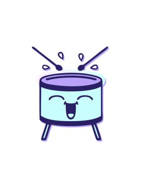 Sevimli, mutlu bir karikatürün sıkıntılı çıkartmasının basınçlı animasyonu.