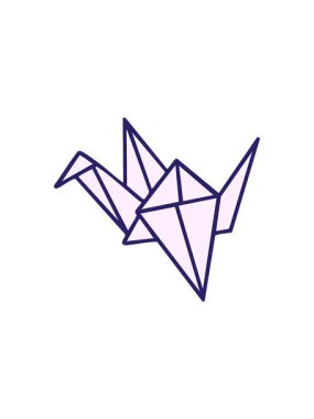 Japon katlanmış kağıt origami kuşunun yıldız patlaması etkisi animasyonu