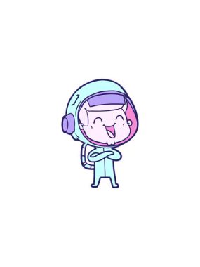 Mutlu karikatür astronot çiziminin gösterişli satış animasyonu