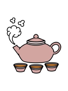 Japon çaydanlığının buharda pişen fincanlarının animasyonu.