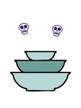 Seramik yemek kaseleri dizaynının animasyonu.