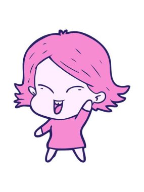 Mutlu çizgi film kızı çiziminin hareketli animasyonu