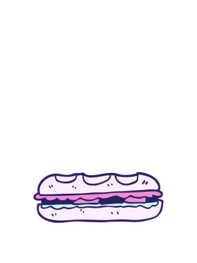 El çizimi çizgi film stili lezzetli sandviçin animasyonunu genişletiyorum.