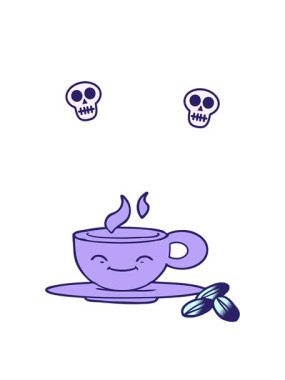 karikatür espresso fincanının kafatası animasyonu