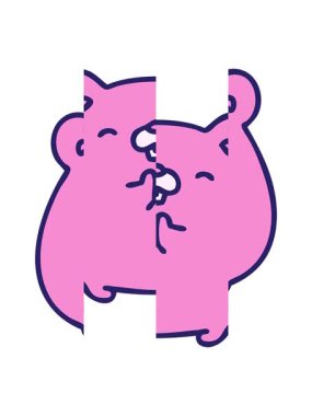 Sevimli bir hamstırın karikatürünü bölme hareketi.