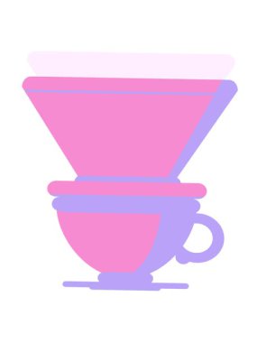 Filtreli kahve fincanının düz renkli çiziminin titreşimli animasyonu