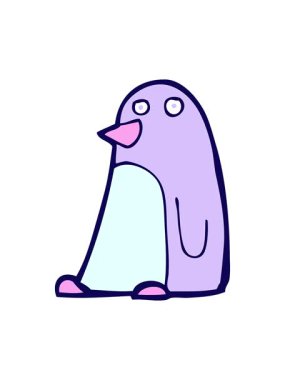 Çizgi film penguen çiziminin neon ışık efekti canlandırması