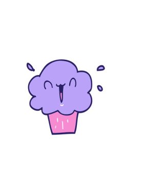 cupcake illüstrasyonunun yatay titreşimli animasyonu