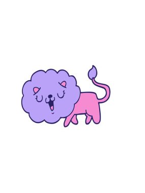 Sevimli çizgi film aslanının yatay titreşimli animasyonu