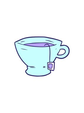 Bir fincan çay çizgi filminin animasyonuna dikkat edin.