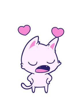 Konuşan çizgi film kedisinin dönen kalp animasyonu