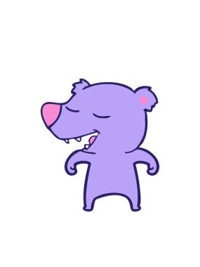 Çizgi film Kawaii ayı tasarımının yanıp sönen radyal çizgileri.