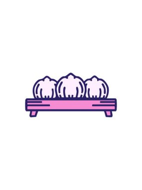 Japon hamur köftesinin ahşap tepside canlandırılması.