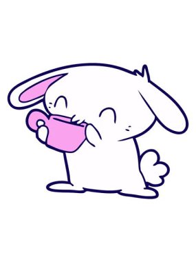 neon ışık efektleri çizgi film tavşanının çay içişini canlandırıyor