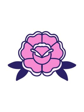 Dövme stili dekoratif çiçeğin çizgi filminin basınçlı canlandırması