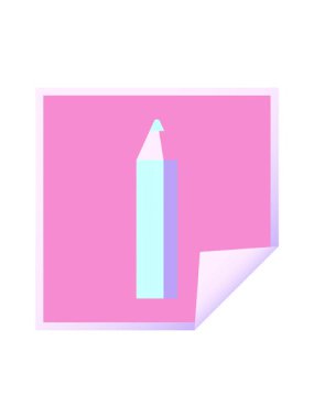 Dikkat çekici yeşil renkli kalem grafik vektör illüstrasyon kare etiketi canlandırması