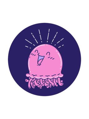 Dövme stili mutlu denizanası ikonunun dönen hareket animasyonu