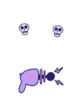 karikatür ışın tabancasının dönen kafatası animasyonu