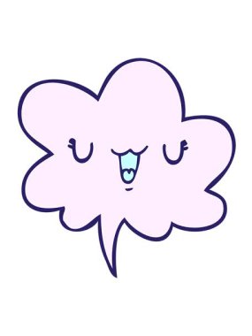 Konuşma baloncuğu ile sevimli mutlu çizgi film suratının titreşimli hareketi