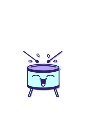 Sevimli bir çizgi filmin hüzünlü çıkartmasının animasyonunu uzatıyorum. Mutlu davul.