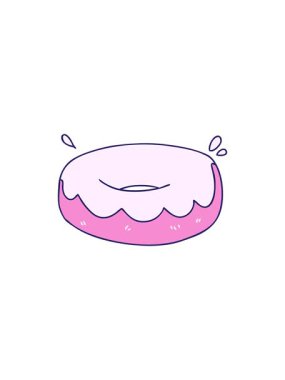 Elle çizilmiş garip çizgi film buzlu çöreğin satış animasyonu