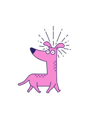 Geleneksel dövme stilini gösteren hareketli bir animasyon. Şaşırmış köpek.