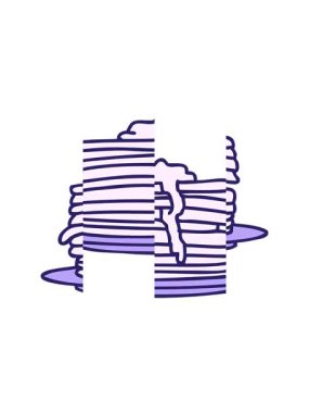 Lezzetli krep yığınının tereyağıyla damlayan karikatür animasyonu.