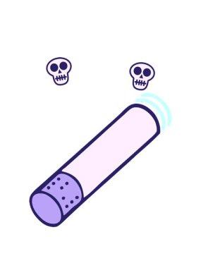 Çizgi roman tarzı bir sigara çizgi filminin kafatası animasyonu.