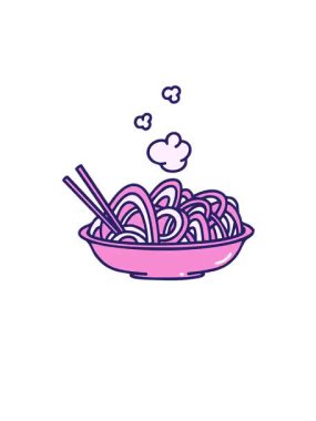 Kase tasarımında servis edilen dumanı tüten udon şehriyelerinin canlandırması