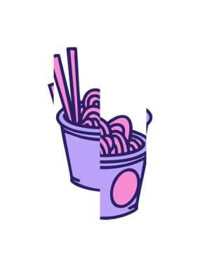 Japon eriştelerini yemek çubuklarıyla çıkarmanın hareketli animasyonu.