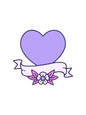 Bir kalp ve bayrağın ikonik dövme tarzının radyoaktif parlayan animasyonu