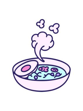 Bir kase Japon eriştesinin parlak ışık efekti.