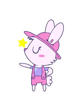 Parlayan yıldızlar çizgi film tavşan inşaat işçisinin animasyonunu etkiler.