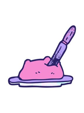 Bir tereyağı ve bıçağın karalamalarının animasyonunu durdurup duraklat