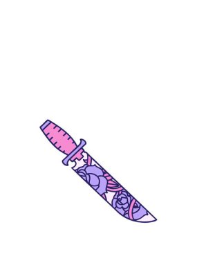 Dövme stili hançer ve çiçeklerin animasyonunu genişletiyor