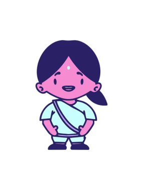 Kuşak tasarımı giyen mutlu Hintli kadının dönen hareketli animasyonu