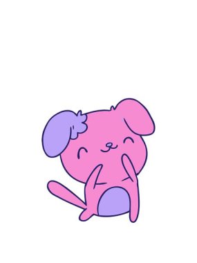 Sevimli bir kawaii köpeğinin çizgi film çiziminin animasyonunu genişletiyorum.