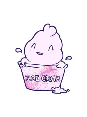 Karikatür dondurma illüstrasyonunun titreşimli animasyonu